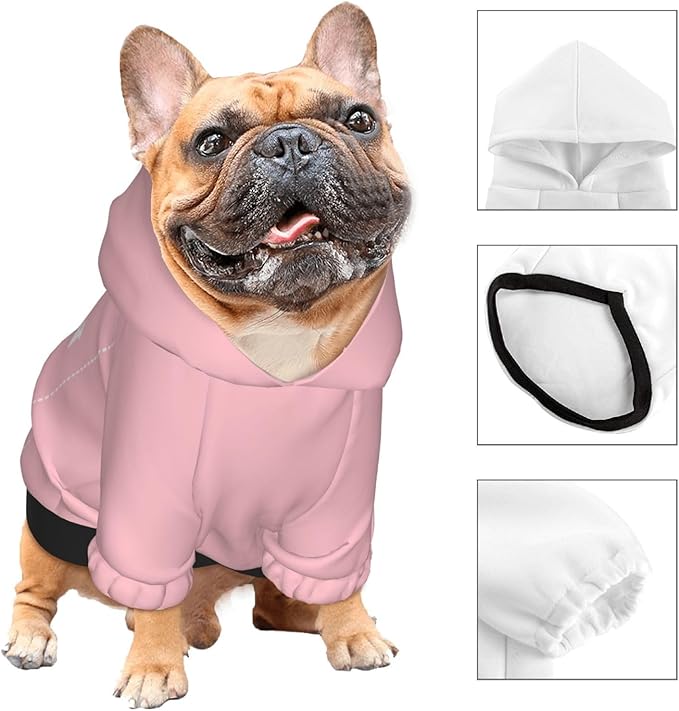 Personalized Dog Hoodie, Custom Dog Costumes for Small Dogs, Holiday Happy Dog Clothes Football Pet Shirt Sweater with Name Number for Girl/Boy Cats/Kitten, Pink, XS