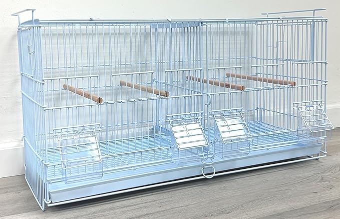 Combo: White Lot of 4 Stack & Lock Breeder Bird Flight Parrot Cages Side Breeding Nest Box Door Removable Divider with Removable Rolling Stand