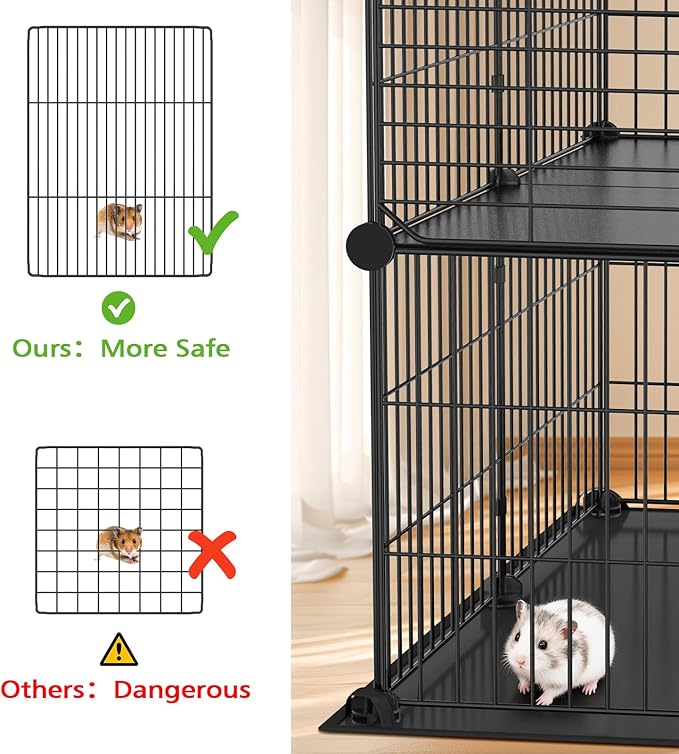 XiaZ Small Animal Playpen with Waterproof PVC Mat and 2 Doors, 35.4" L x 23.6" W x 23.6" H Guinea Pig Cages, 31 Panels C&C Cage for Guinea Pigs,Rabbit,Bunny,Hedgehogs,Chicken Puppy Indoor Outdoor
