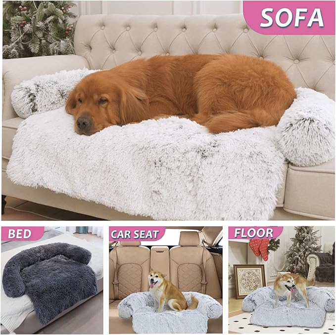 Tinaco Luxurious Calming Dogs/Cats Bed Mats, Dog Pad Washable Removable Couch Cover, Plush Long Fur Mat for Pets, Waterproof Lining, Perfect for Small, Medium and Large Dogs and Cats (Pink, 34"x30")