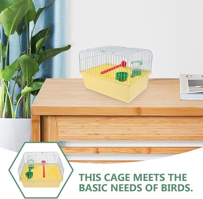 Garneck Small Bird Travel Cage: Portable Parakeet Carrier with Food and Water Box 9.2 Inch Animals Cage for Cockatiels Parrot - Easy to Carry for Short Trip, Daily Outing