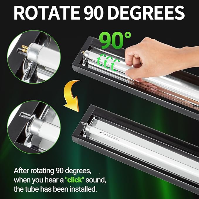 REPTI ZOO UVB Reptile Light, New Version T5 HO UVB Lighting Combo Kit, Reptile Terrarium Hood with 5.0 UVB Tube Bulb, Reptile Light Fixture 24W-22Inch
