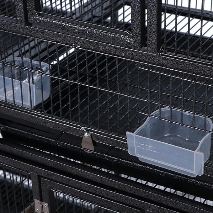 IDEALHOUSE 41" Divided Breeding Flight Bird Cage with Detachable Rolling Stand, Breeder Cage with Perches, Food Boxes, Slide-Out Tray and Storage Shelf, Birdcage for Parakeet Finch Cockatiel Lovebird