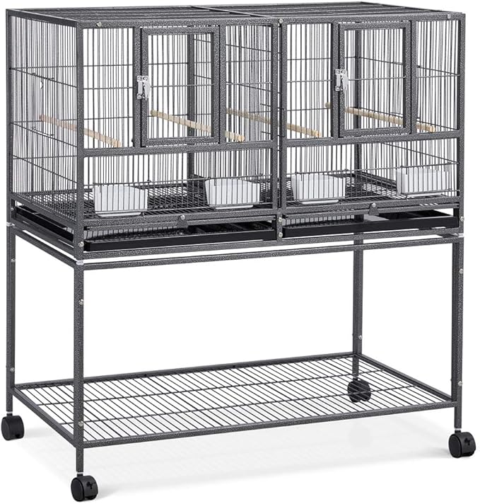 Topeakmart Divided Breeder Parakeet Canary Lovebird Finch Budgie Bird Cages W/Rolling Stand 1 Pack