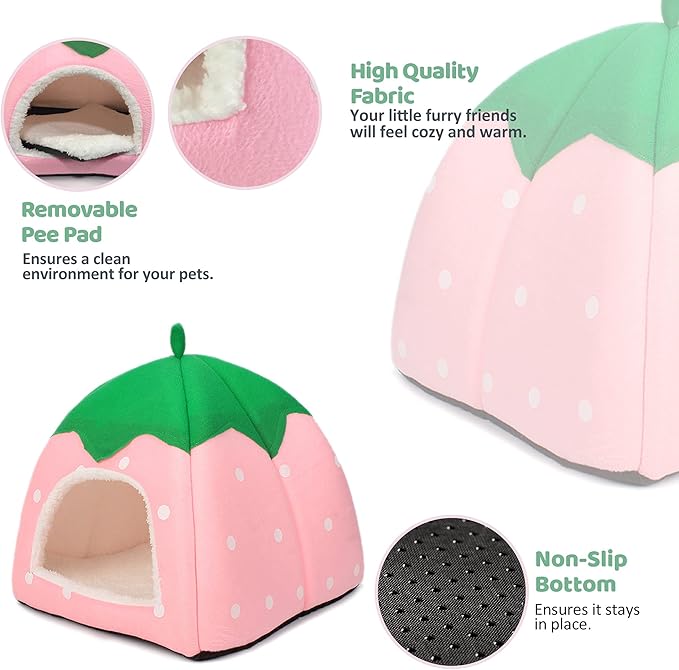 Guinea Pig Hideout Bed Dwarf Rabbit House Cave Accessories Cozy Hide-Out for Little Bunny Hedgehog Ferret Chinchilla&Other Small Animals