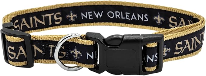 Pets First NFL New Orleans Saints Licensed PET COLLAR, Small - Heavy-Duty, Strong, and Durable Dog Collar. Available in 31 Football Teams and 4 Sizes