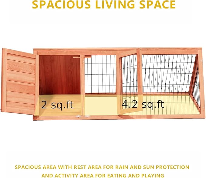 Rabbit Hutch & Chicken Coop Outdoor Small Animal Cage with Ventilated Wire Run, Emovable Tray for Quail, Bunnies, Guinea Pigs, Chicks – Backyard Poultry Hutch (Brown)
