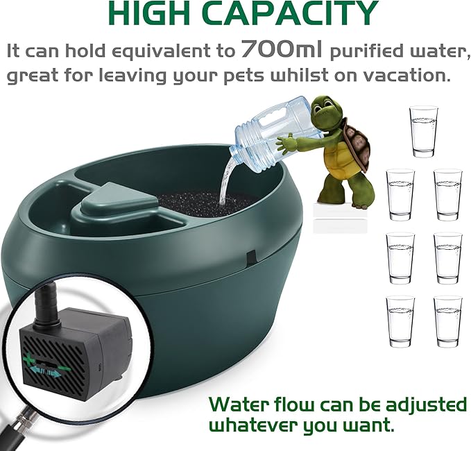 Reptile Chameleon Cantina with Snacks Trough, Drinking Fountain Water Dripper for Amphibians Insects Lizard Turtle Snake Spider Frog Gecko, Comes with Two Pumps (One for Replacement)