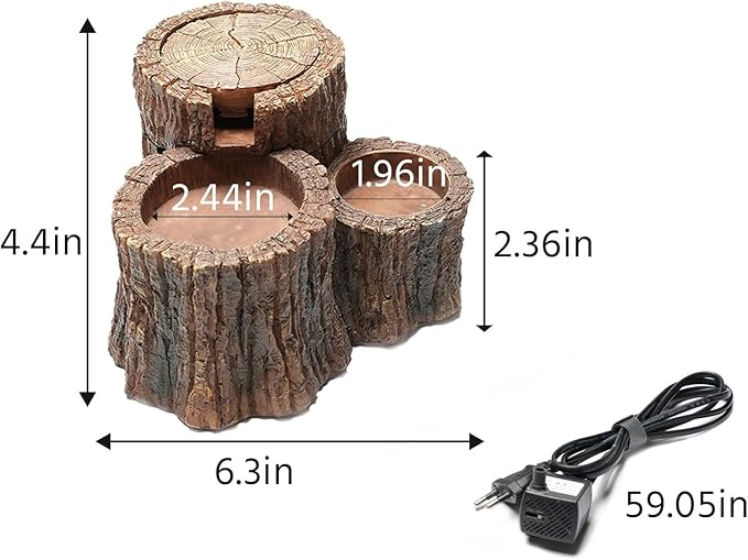 550ML Reptile Water Fountain with Food Dish – Terrarium Drinking Fountain for Bearded Dragon, Gecko, Chameleon, Lizard, Tree Frog & Turtle – Keeps Water Clear, Easy-to-Use Water Dispenser