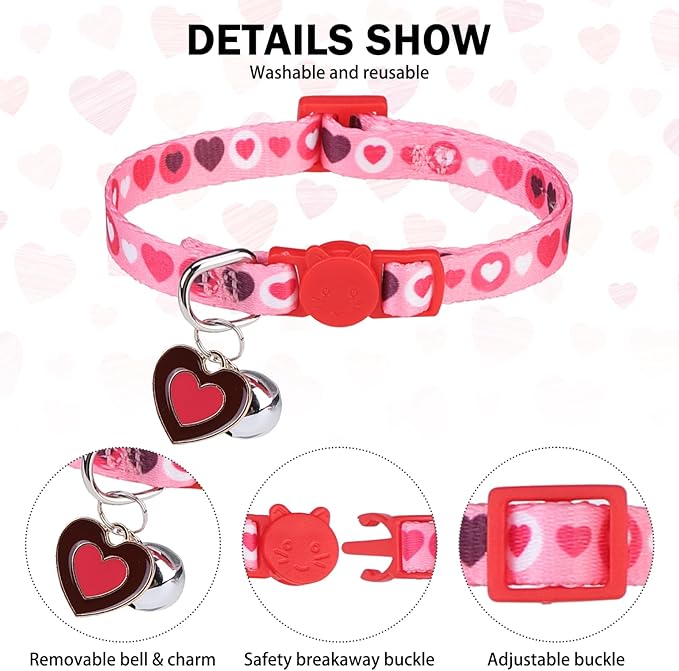 Breakaway Cat Collars for Girl Boy Cats, Fall Winter All Weather Cat Collar Personalized Pattern 2 Pack,Cute Classic Safety Buckles and Bells,Adjustable Printed Nylon Colorful Kitten Collar