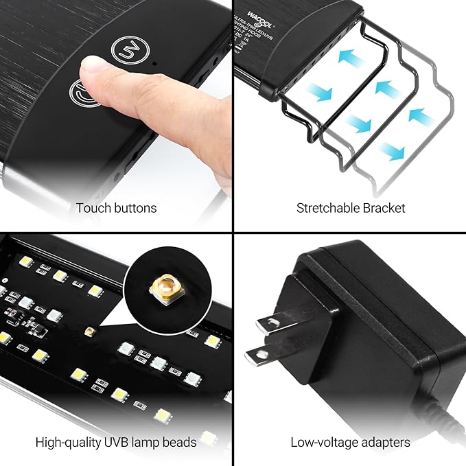 Dimming LED UVB Reptile Light, 24“ LED Reptile Light Bar with Brightness Adjustment & 3 Light Modes, UVB 5.0