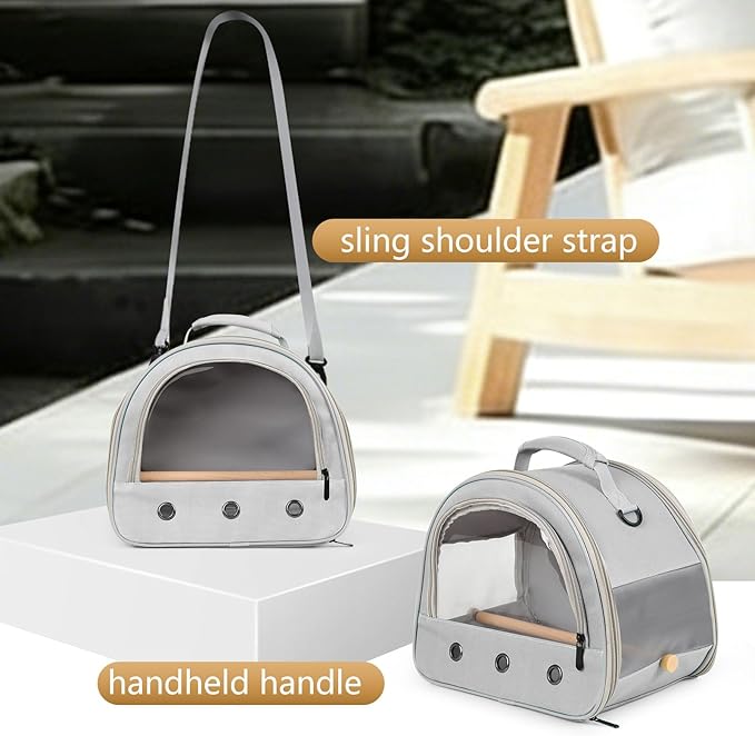 halinfer Small Bird Travel Carrier for Parakeet Budgies Parrot Cockatiel Conure, Portable Lightweight Clear Front Window with Horizontal Bar for 2 Birds Standing Perch