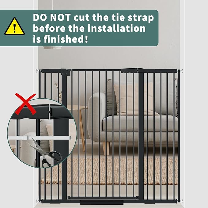 40.55" Tall, 69.48-77.36 Inch Wide, 1.37" Ultra Narrow Spacing Dog Pet Baby Gate Indoor for Doorway Hallway, Pressure Mounted 70 71 72 73 74 75 76 77 Inches Wide Black