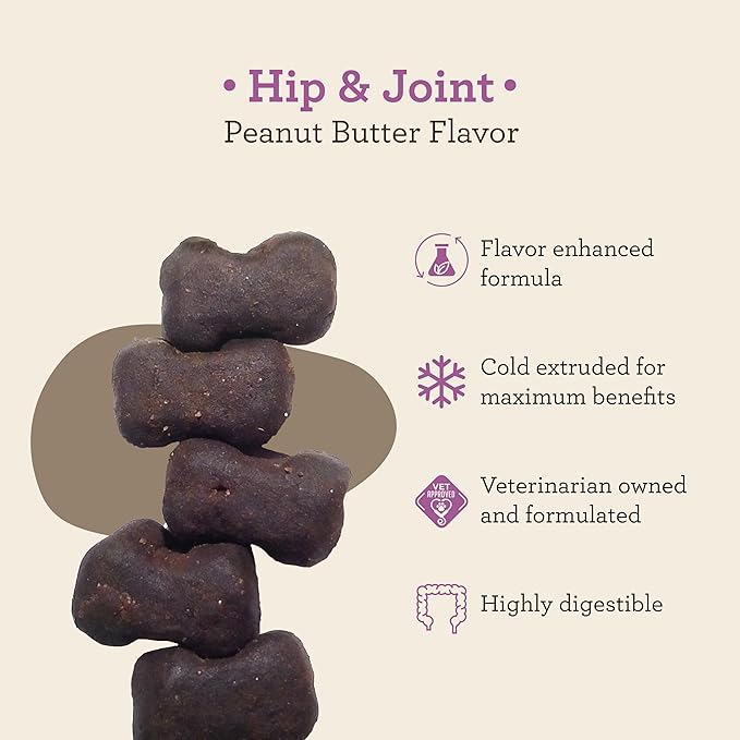 Dr. Joseph's VetPro Complete Peanut Butter Hip and Joint Dog Chews, 60 Count, Pain and Inflammation Relief with Glucosamine, Chondroitin, MSM, Turmeric, Vitamin C, Omega 3, Treats Hip Dysplasia