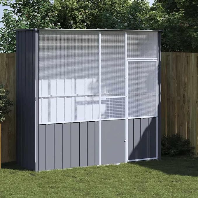 Metal Steel Large Bird Cage for Small Animals Like Birds, Rabbits, and Chickens, 84.6"x30.7"x78.7", Anthracite,-577