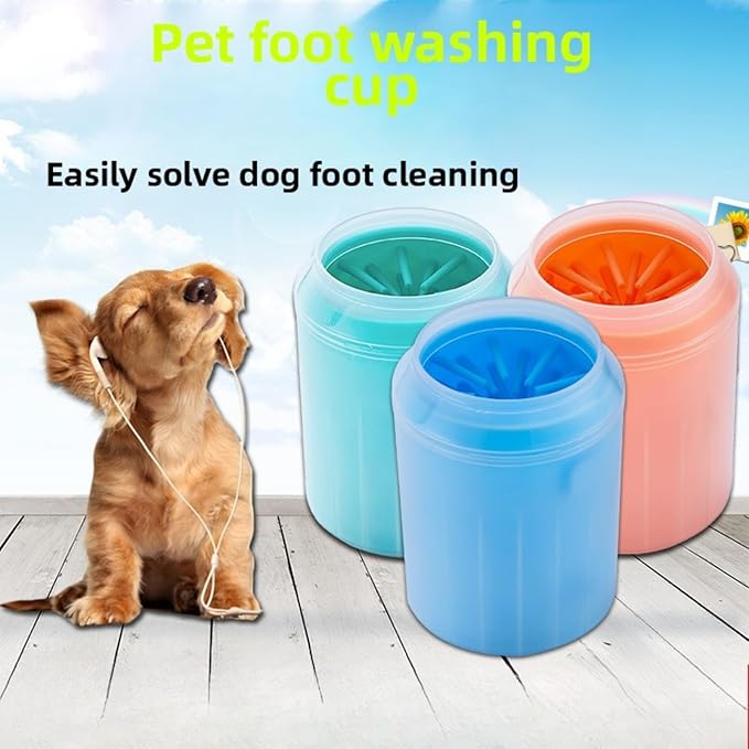 Portable Dog Paw Cleaner Dog Paw Washer Paw Mud Cleaner Pet Foot Cleaner Suitable for Large, Medium and Small Dogs/Cats (Orange, Large)