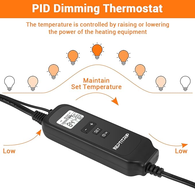5.5 Inch Day-Night Thermostatic Reptile Heat Light Fixture - Heat Lamp Temperature Controller for Bearded Dragons, Snakes & Lizard – Bulb Not Included (Max 100W)