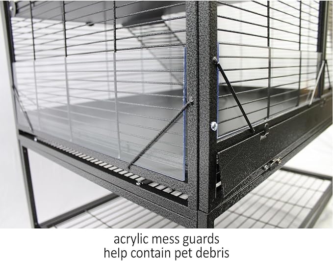 Durable All-Metal Mansion Cage for Chinchillas, Rats, Ferrets, Degus (2-Level)