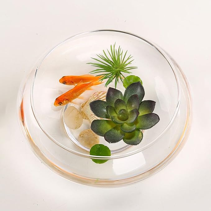 2 PCS Round Glass Vase Bowl, 6"/ 8" Wide Mouth Clear Glass Fish Bowls, Lotus Bowl, Succulent Planters, Hydroponic Planter Floral Decor Centerpieces for Home Decoration (2PCS)