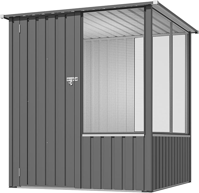 AECOJOY 5 x 5 FT Outdoor Large Bird Cage, Parrot Cage with Lockable Doors and Ventilated Mesh, Walk-in Aviary Cage for Macaws Canaries Parrots Budgie and Lovebirds