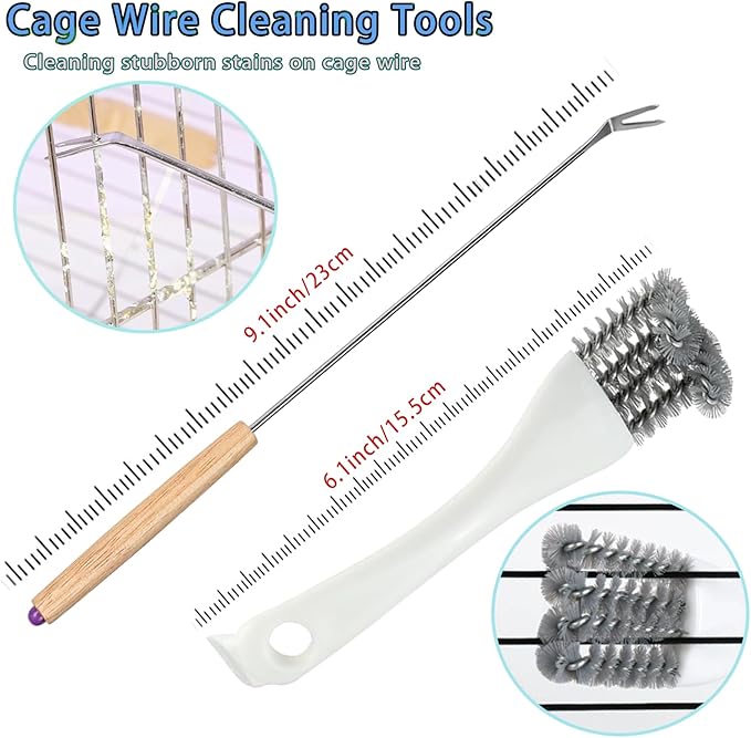 6pcs Set Bird Cage Cleaner Kit - Stainless Steel Poop Remover & Scraper Tool- Essential Bird Cage Accessories for Parakeet Items & Small Animal Cage Cleaning