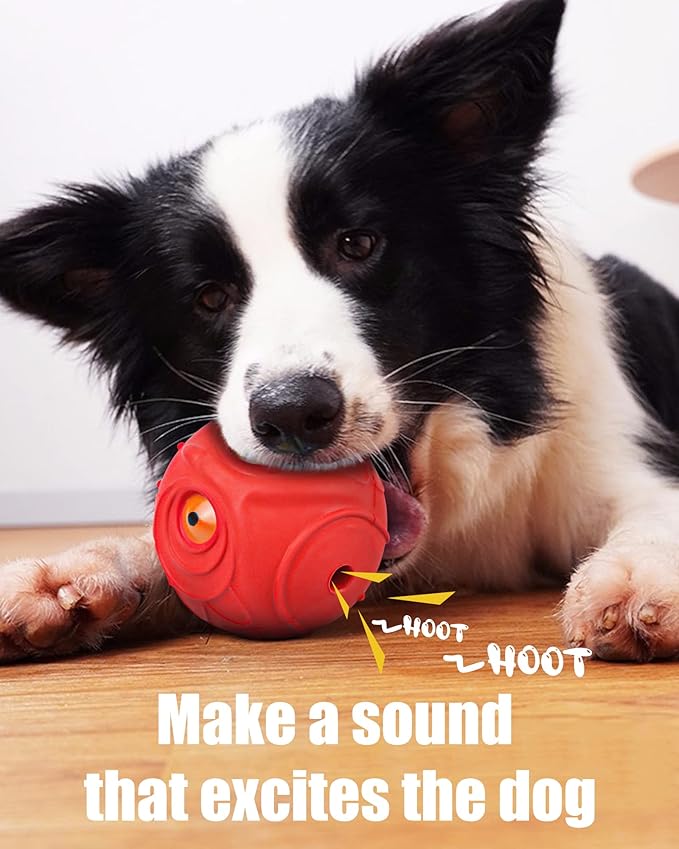 Mewlmart Giggle Ball for Dogs Interactive Dog Toys for Aggressive Chewers Dog Ball Toy for Puppy Medium Large Dogs Natural Rubber Cute Owl Hoot Fun Giggle Sounds When Rolled or Shaken