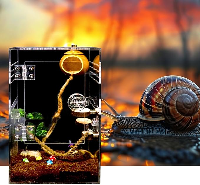 Spider Terrarium Kit, Jumping Spider Enclosure with Hideout, Rope Bridge, Ledge Ladder, Micro Habitat Terrarium for Small Tree Dwelling Reptiles, Arboreal Tarantula Enclosure (6x6x9 Inches)