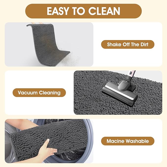 IM HOME 30" X 20" Grey Dog Door Mats for Muddy Paws, Chenille Absorbent Dog Mat, Non Slip Heavy Mud Mat for Dogs, Soft Pet Bed Mat for Entryway, Mud Paws, Inside Floor