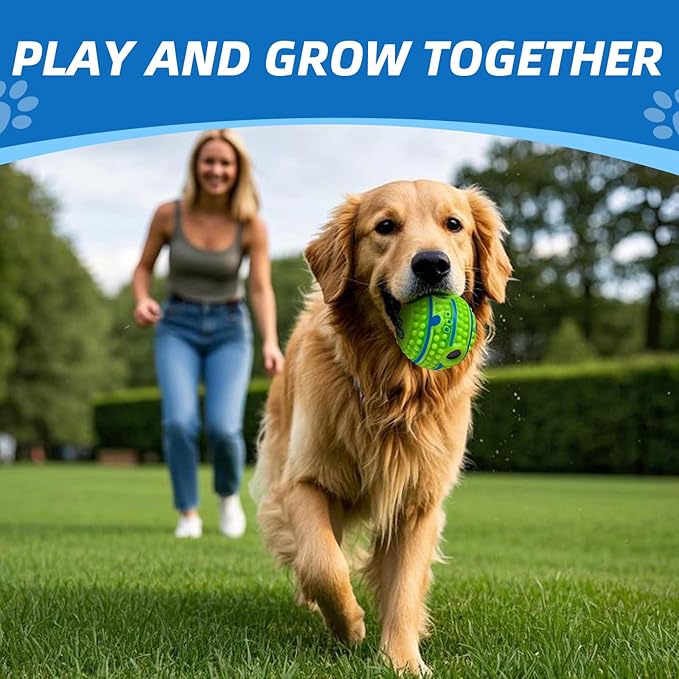 Spiky Interactive Dog Toys Ball, Shaking with Gibbering Sound, for Training, Teeth Cleaning & Herding, Straight, XL, 5.51 in (14 cm)