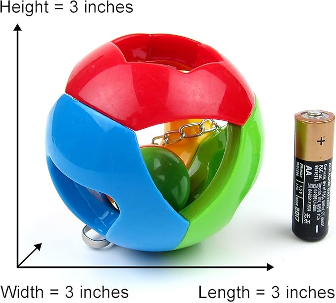 Parrot Colorful Ball Toys with Bell Cage Hanging Chewing String for Parakeet Conure Cockatiel Small Medium Birds (C)