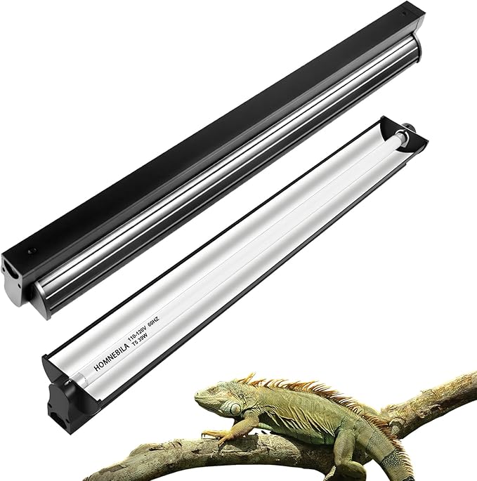 T5 10.0 UVB Reptile Light Fixture, T5 UVA UVB Light Tube Lamp Blub 39W 34" for Bearded Dragon, Tortoise,Desert Lizards,Leopard Gecko,Reptile & Amphibian Lamp