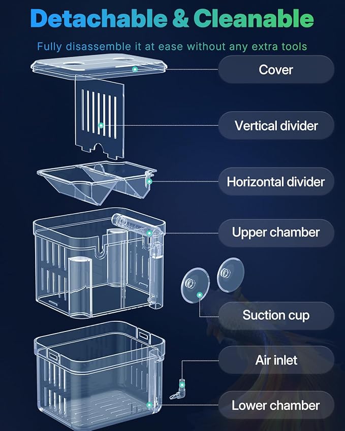 Pawfly Aquarium Breeder Box - Transparent Plastic, Incubator for Fish Fry, Hatchery & Isolation Box for Aggressive Fish & Shrimp
