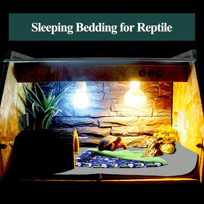 Bearded Dragon Tank Accessories, Reptile Bedding Hammock Soft Fabric Warm Sleeping Pillow with Cover Substrate for Bearded Dragon Leopard Gecko Lizard