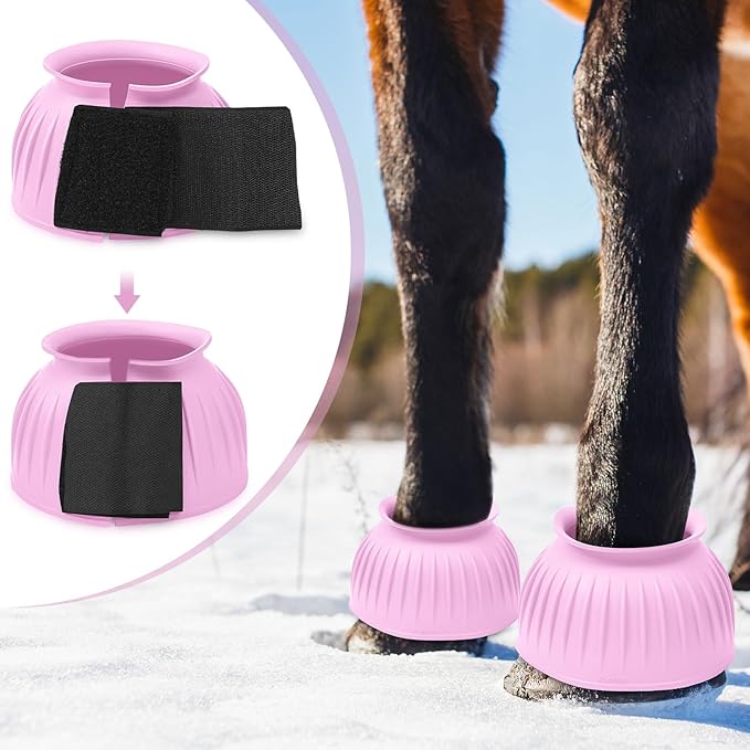 Abbylike Bell Boots for Horses 1 Pair/2 Pair Available, Protect Against Hoof Impact Trauma, Rubber Bell Boots Horse Care for Turnout, No Rub Design Wrap Hook and Loop