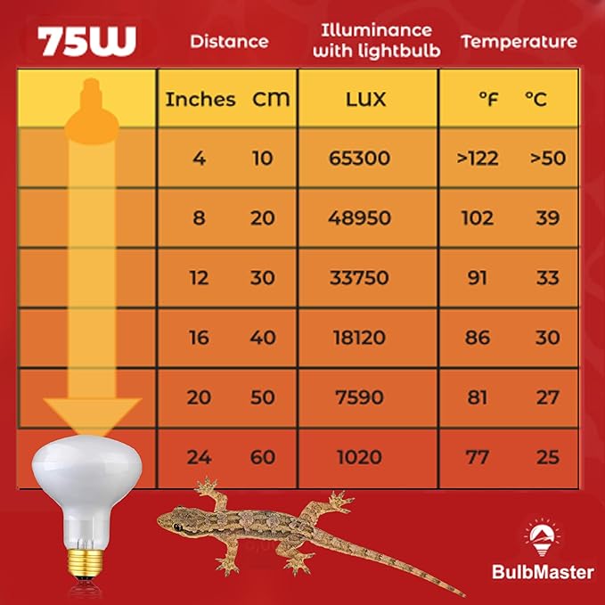 75 Watts UVA Reptile Heat Lamp Bulbs Basking Light for Reptiles and Amphibian, Basking Light for Bearded Dragon, UVA Reptile Light Bulb E26 Base 2 Pack