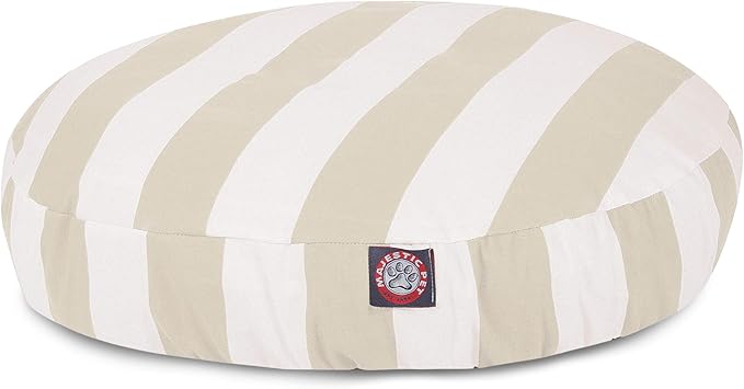 Majestic Pet Indoor Outdoor Vertical Stripe Round Pet Dog Bed with Removable Washable Cover, Sand, Small