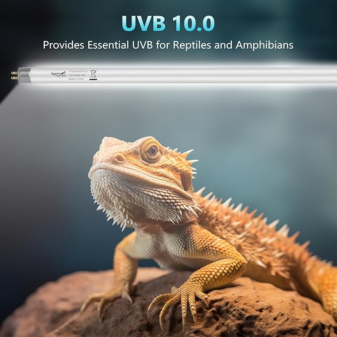 T5 UVB Reptile Light 39W 10.0 + UVA Light Bulb for Reptiles, 2-Pack Lamp Tube for Bearded Dragon, Desert-Grade Reptile UVB lamp Fixture