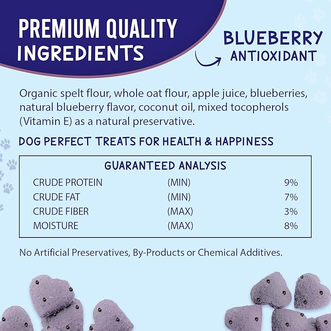 The Much-Loved Dog!™ Blueberry Dog Treats – Natural Biscuits for Small Dogs & Large Breeds – Healthy Puppy Treats for Small Dogs Made in USA, Training Snacks for All Breeds (3 Pack, Blueberry)