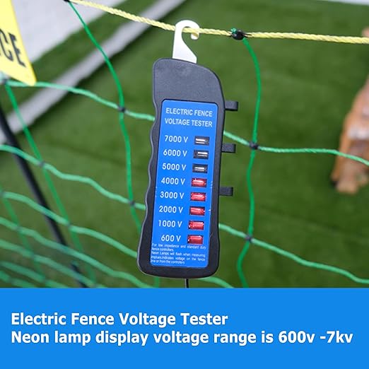 Electric Fence Voltage Tester, 7KV Fence Tester 8 Neon Indicator Lights/Fence Tester for Farms Farms Fault Finder Portable Testing Tool