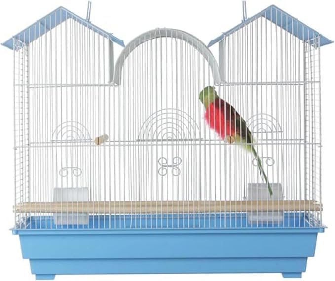 Renaissance Rhapsody Triple Roof Bird Cage with Elegant Multi-Tiered Design, Durable Construction, Spacious Interior Blue