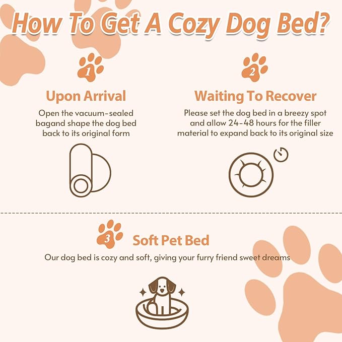 JOLLYVOGUE Calming Dog & Cat Bed for Small Dogs, Anti-Anxiety Donut Cuddler Cozy Soft Round Bed with Anti-Slip Bottom, Fluffy Faux Fur Plush Cushion Beds for Small Medium Dogs (20")