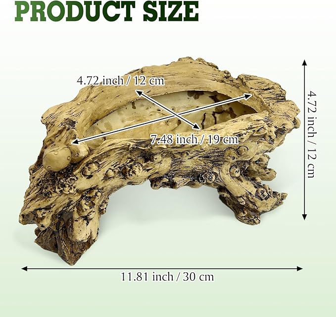 Hamiledyi Gecko Tank Accessories Reptile Hide Cave Resin Bark Reptile Hideouts Simulation Tree Trunk Hideout Terrarium Decor for Hermit Crabs Leopard Gecko Lizard Bearded Dragon (11.81" L x 4.72" H)