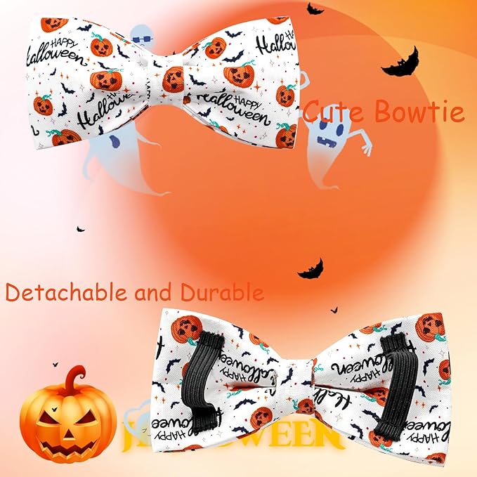 Halloween Dog Collar, Pet Collar Bow Pumpkin Pet Collar Girl Boy Holiday Collars Gift Bow Cute Soft Puppy Collars for X-Small Puppy