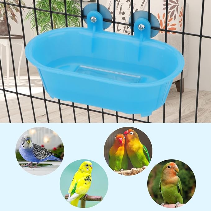 Hypeety Bird Bath with Mirror Portable Bird Bath Bird Bathroom for Pet Parrots Bathing Tub Bath Box Bird Shower Bathtub Accessories (Blue-Bird Bathtub)
