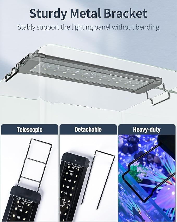 Pawfly 28W Aquarium LED Light for 36 to 42 Inch Extendable Fish Tank Light with Full Spectrum Brilliant White Blue Red Lights with Daytime & Night Modes Timer Auto On/Off Adjustable Brightness
