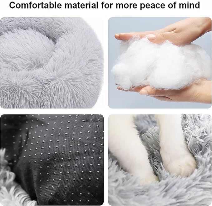 Nisrada Dog Bed for Small Medium Large Dogs, 30 inch Calming Dogs Bed, Washable-Round Cozy Soft Pet Bed for Puppy and Kitten with Slip-Resistant Bottom