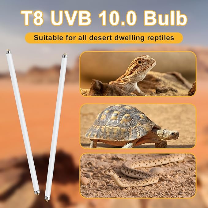 LUCKY HERP T8 30W UVB 10.0 Reptile Light, UVA UVB Reptile Light Bulb 2 Pack, Fluorescent Lamp for Reptiles Amphibians Lizards Chameleons