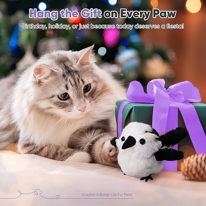 Petbobi Cat Toys Flapping Bird– Interactive Bird Cat Toy with Flapping Wings and Chirping Sounds, USB Rechargeable Motion-Activated Catnip Toy for Indoor Cats & Kittens (Non-Flying)