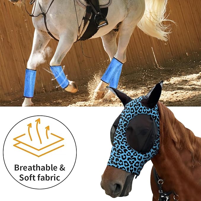 Loose Fitting Horse Fly Boots, Breathable Mesh Boots Protective Horse Leg Wraps, Horse Leggings for Preventing Flies and Mosquitoes Bites-Reduces Leg Fatigue