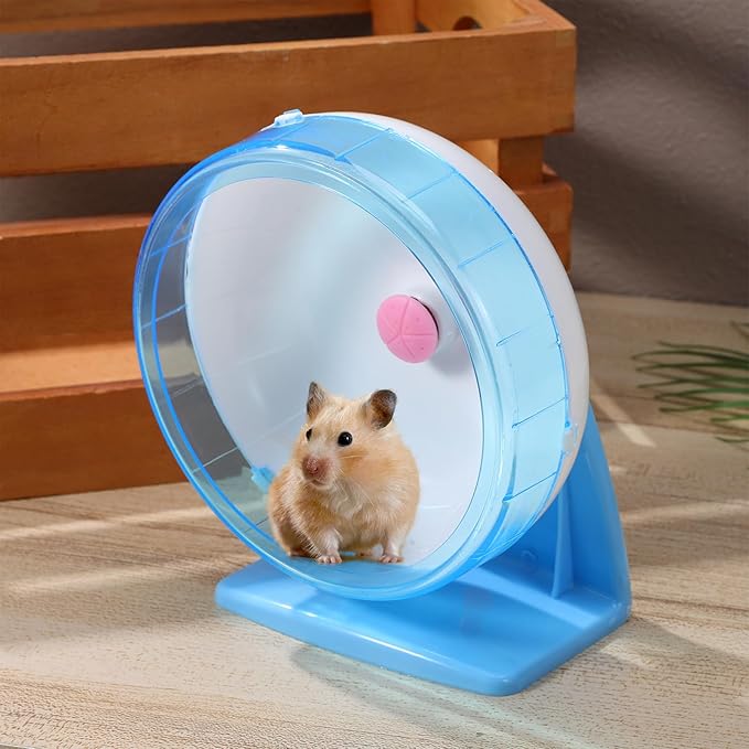 Toyvian Hamster Flying Saucer Silent Running Exercise Wheel for Gerbils, Mice,Hedgehog and Other Small Pets Silent Running Hamster Wheel (Blue)